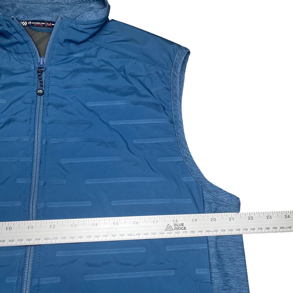 Southern Tide Vest Men Medium Blue Tide to Trail Full Zip Textured Mock Neck - Picture 6 of 10